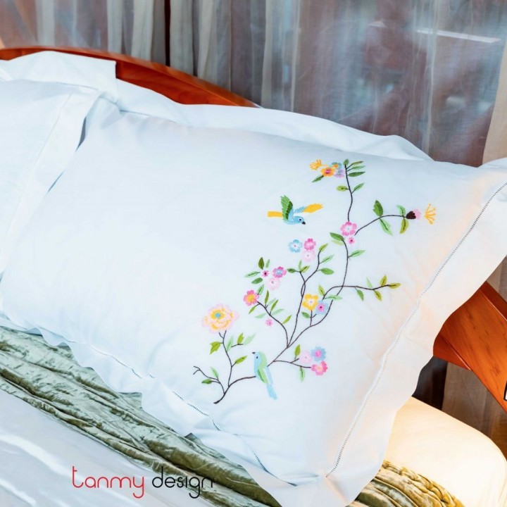 Pillowcase set - peach blossom embroidery